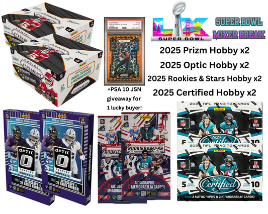 Mixer Break #60: 2x 2025 Prizm Hobby/2x 2025 Optic Hobby/2x 2025 Rookies & Stars Hobby/2x 2025 Certified Hobby Box Break-PICK YOUR TEAM