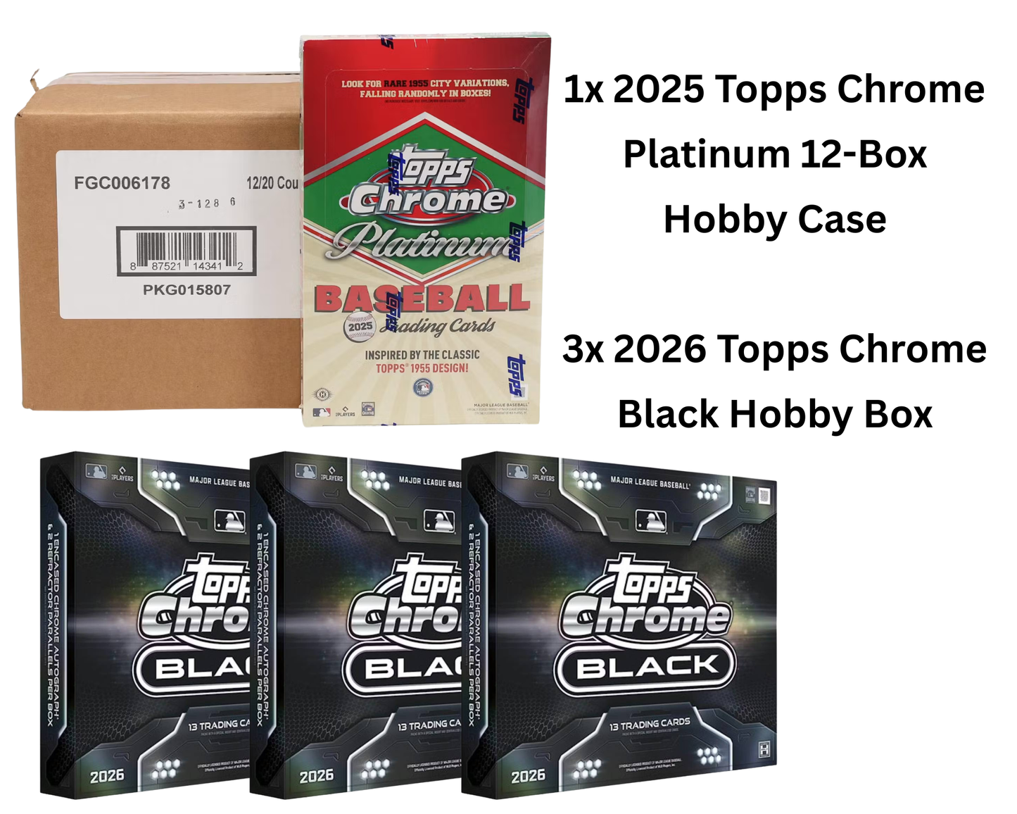 Mixer Break #74: 1x 2025 Topps Chrome Platinum Anniv. Hobby 12-Box Case / 3x 2026 Topps Chrome Black Hobby Box Break - PICK YOUR TEAM